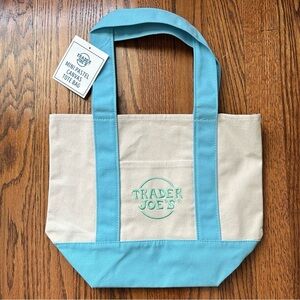 Trader Joes Blue Pastel Canvas Mini Tote